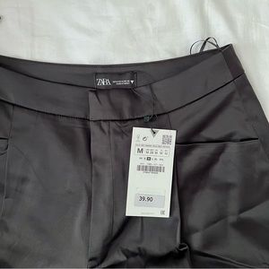 Zara Black Satin Shorts with Pockets Size Medium